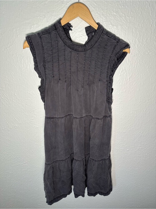 By Anthropologie Dresses & Skirts - Anthropologie Ruffled Mini Dress Womens XS Charcoal Gray Boho Tiered Dress